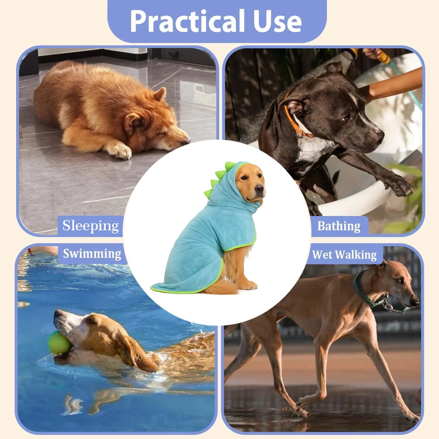 2 Counts Quick-Dry Dog Bathrobe Pet Towels Set, Adjustable Microfiber Robe with Drying Gloves, Ideal for Cold Weather and Beach Swimming #GLOBAL PICKS