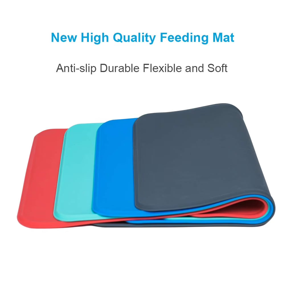 Silicone Waterproof Dog Cat Pet Food Mats Tray -FDA Grade Dog Pet Cat Feeding Mat-Gray