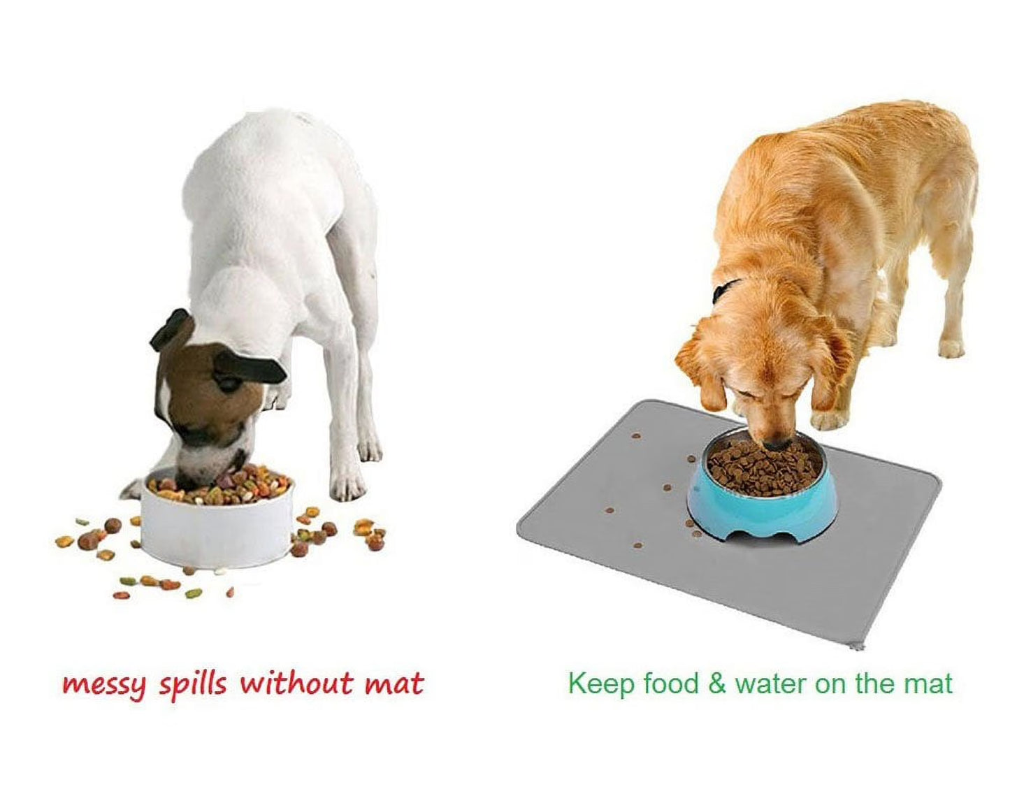 Silicone Waterproof Dog Cat Pet Food Mats Tray -FDA Grade Dog Pet Cat Feeding Mat-Gray
