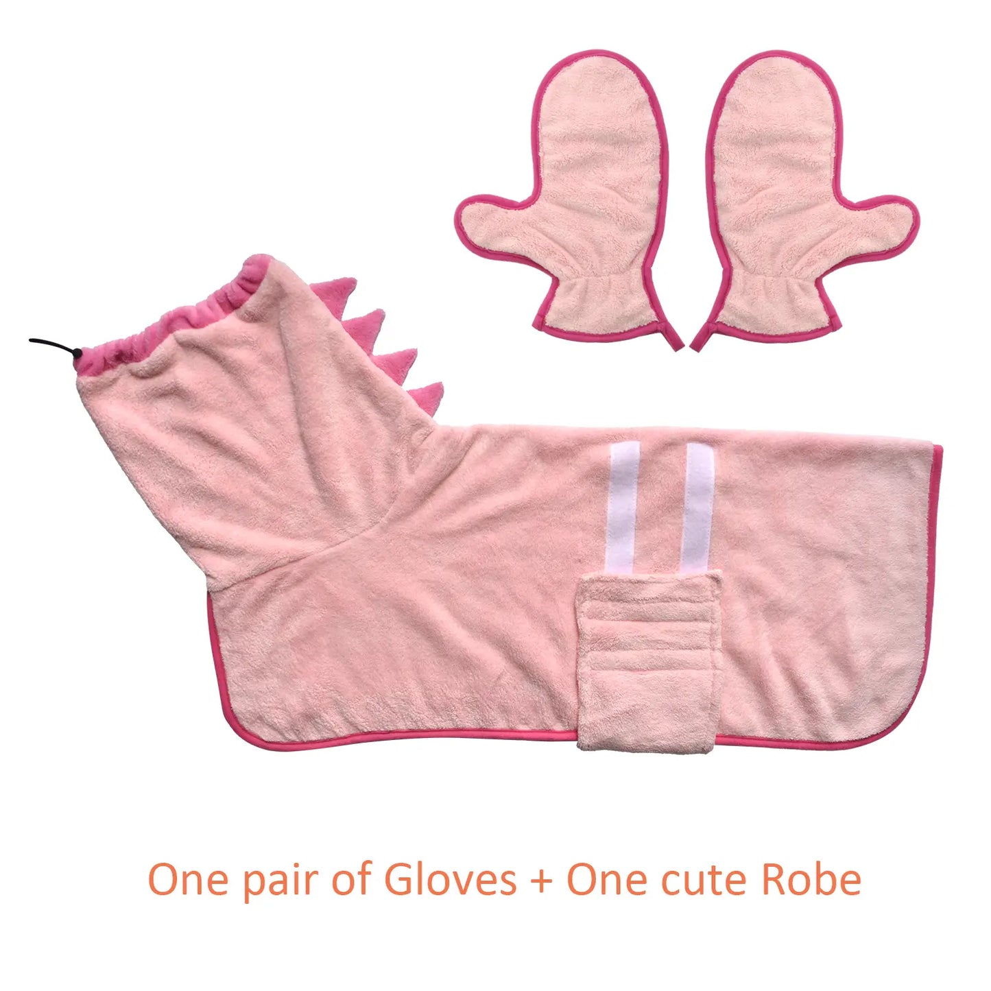 2 Counts Quick-Dry Dog Bathrobe Pet Towels Set, Adjustable Microfiber Robe with Drying Gloves, Ideal for Cold Weather and Beach Swimming #GLOBAL PICKS