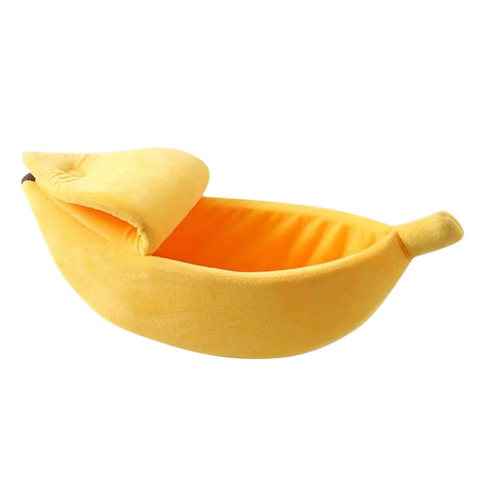 Banana Pet Bed , Cama Para Mascotas Linda Y Divertida Con Cojín Removible Para Perros, Gatos De Interior, Conejos, Animales Pequeños, Amarillo