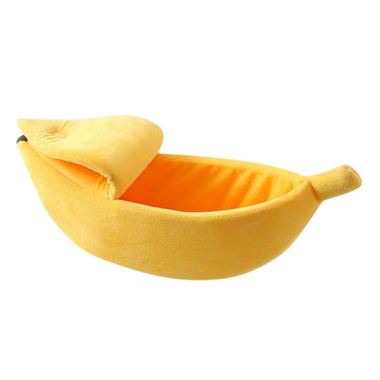 Banana Pet Bed , Cama Para Mascotas Linda Y Divertida Con Cojín Removible Para Perros, Gatos De Interior, Conejos, Animales Pequeños, Amarillo