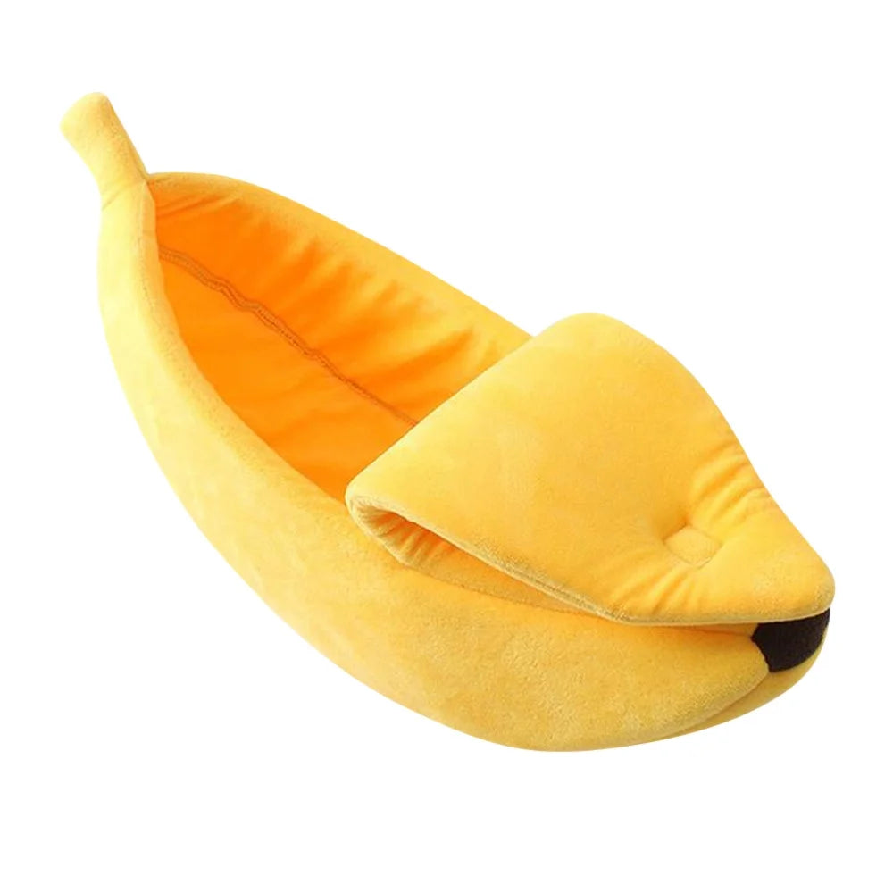 Banana Pet Bed , Cama Para Mascotas Linda Y Divertida Con Cojín Removible Para Perros, Gatos De Interior, Conejos, Animales Pequeños, Amarillo