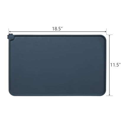 Silicone Waterproof Dog Cat Pet Food Mats Tray -FDA Grade Dog Pet Cat Feeding Mat-Gray