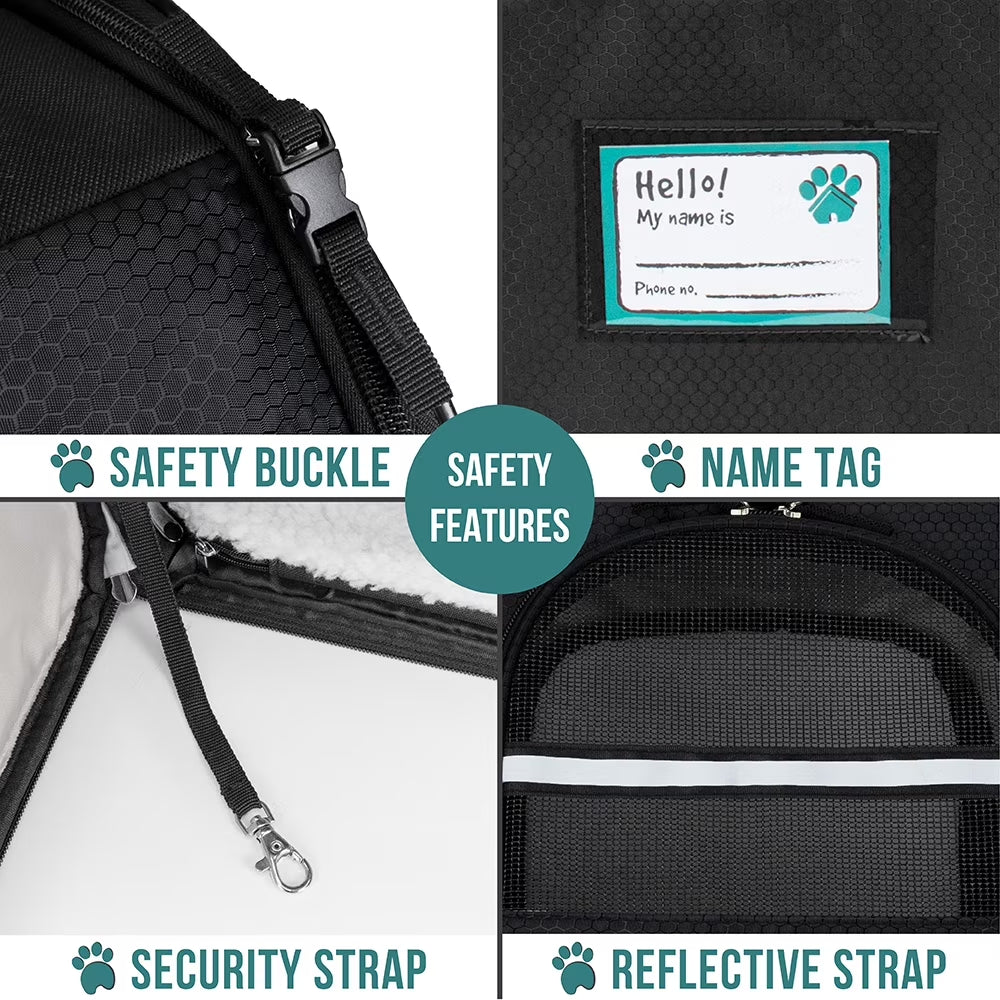 Pet Backpack Carrier for Dog Cat, Expandable Cat Carrier Backpack for Travel Hiking, Airline Approved Cat Backpacks for Small Medium Dog Puppy Large Cat, Extended Dog Cat Carrier, Black
