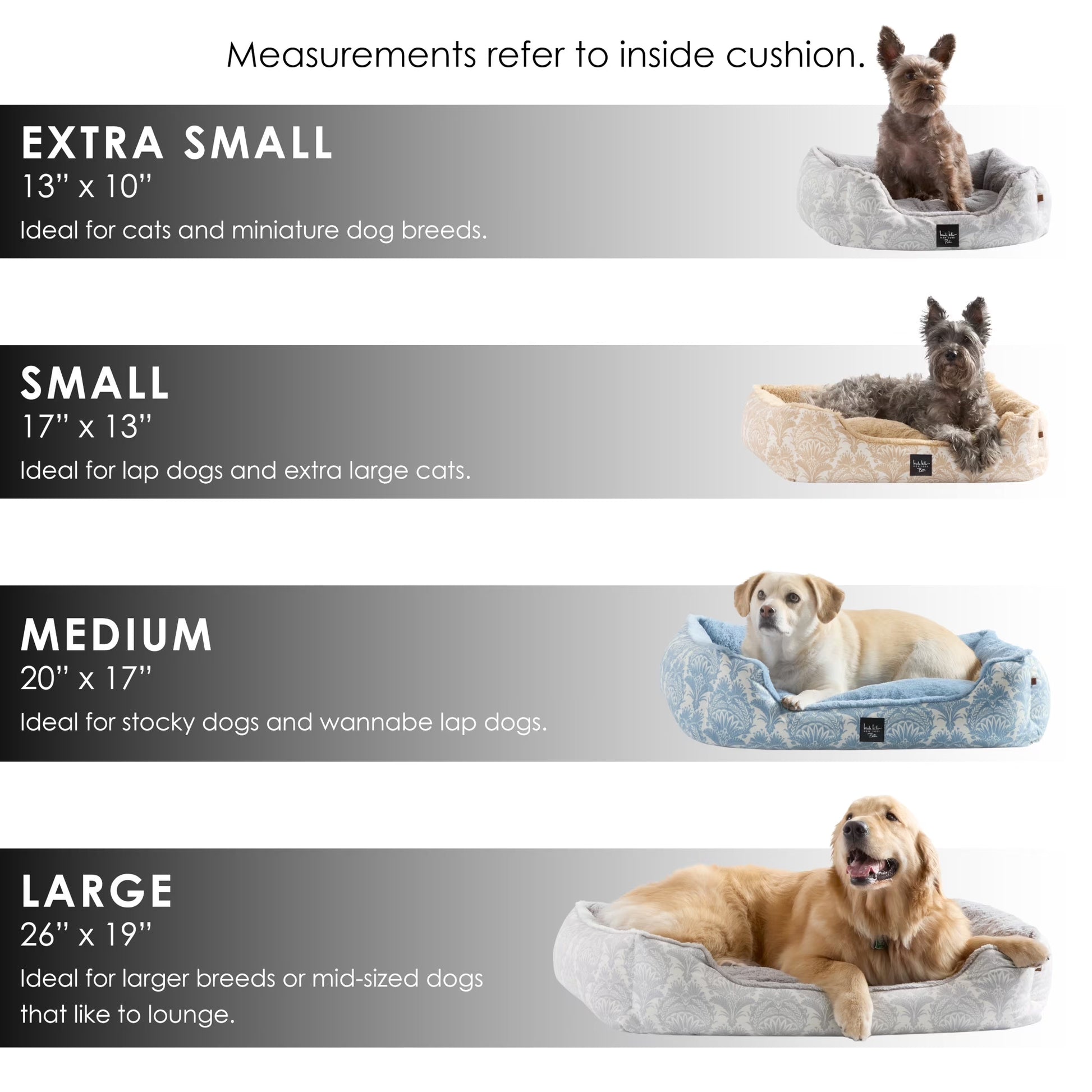 Mod Damask Plushy Bolster Pet Bed, Cozy & Calming, Water Repellent, Non-Slip Bottom, 100% Machine Washable, Grey, Medium 30"X23"X8"