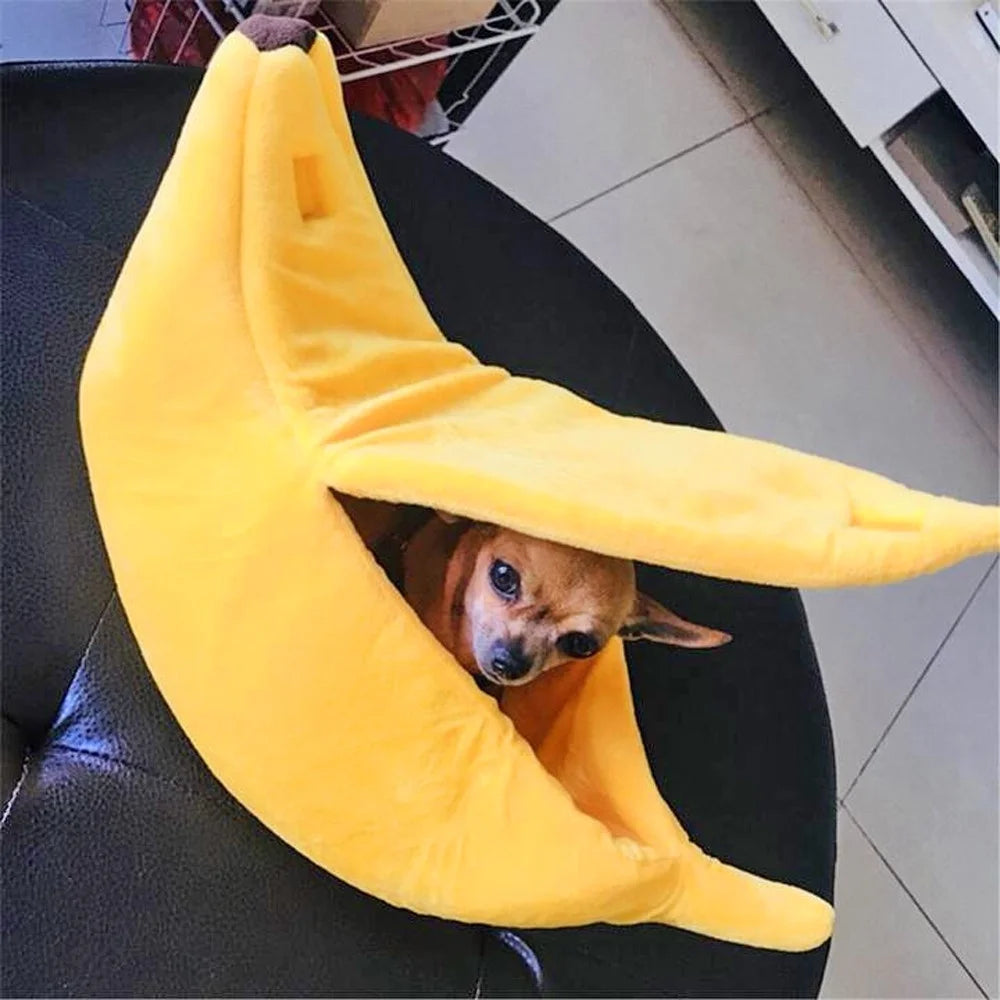 Banana Pet Bed , Cama Para Mascotas Linda Y Divertida Con Cojín Removible Para Perros, Gatos De Interior, Conejos, Animales Pequeños, Amarillo