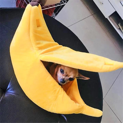 Banana Pet Bed , Cama Para Mascotas Linda Y Divertida Con Cojín Removible Para Perros, Gatos De Interior, Conejos, Animales Pequeños, Amarillo